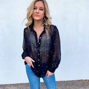 Sheer black star top